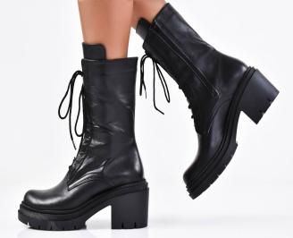 Дамски боти естествена кожа черни EOBUVKIBG