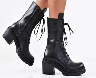 Дамски боти естествена кожа черни EOBUVKIBG