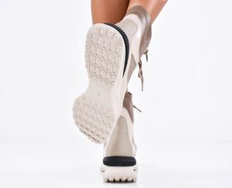 Дамски боти естествена кожа бежови EOBUVKIBG 3