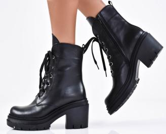 Дамски боти естествена кожа черни EOBUVKIBG