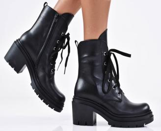 Дамски боти естествена кожа черни EOBUVKIBG