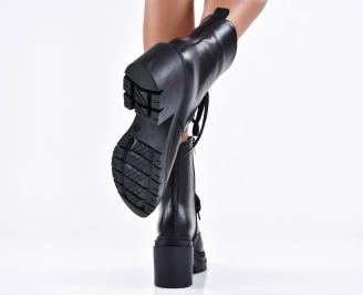 Дамски боти естествена кожа черни EOBUVKIBG 3