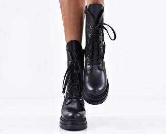 Дамски боти естествена кожа черни EOBUVKIBG