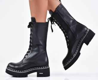 Дамски боти естествена кожа черни EOBUVKIBG