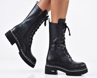 Дамски боти естествена кожа черни EOBUVKIBG