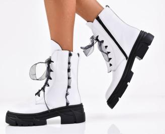 Дамски боти естествена кожа бели EOBUVKIBG