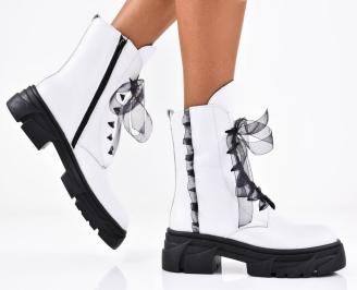 Дамски боти естествена кожа бели EOBUVKIBG