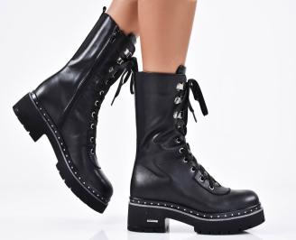 Дамски боти естествена кожа черни EOBUVKIBG