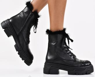 Дамски боти естествена кожа черни EOBUVKIBG