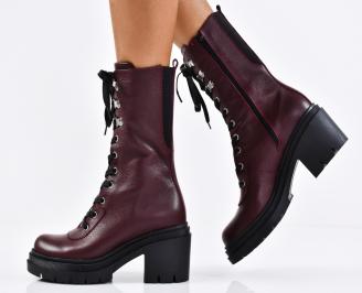 Дамски боти естествена кожа бордо EOBUVKIBG
