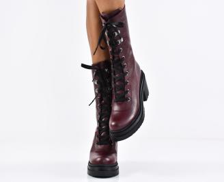 Дамски боти естествена кожа бордо EOBUVKIBG