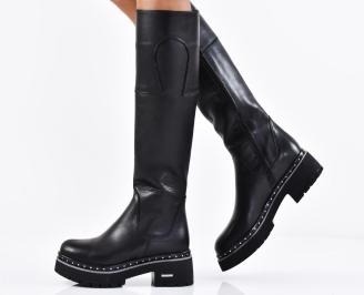 Дамски ботуши естествена кожа черни EOBUVKIBG