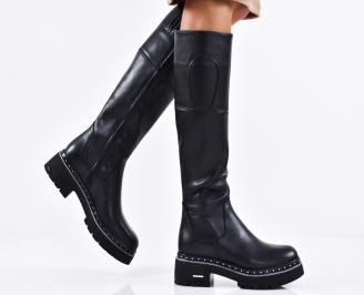 Дамски ботуши естествена кожа черни EOBUVKIBG