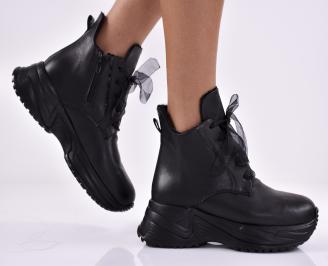 Дамски боти естествена кожа черни EOBUVKIBG