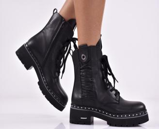 Дамски боти естествена кожа черни EOBUVKIBG