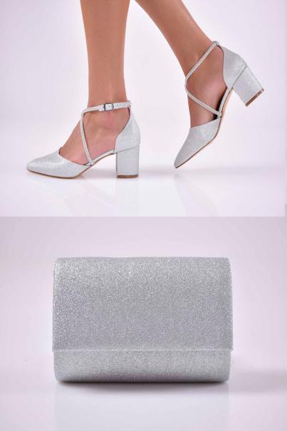 Комплект чанта и сандал сребристи EOBUVKIBG