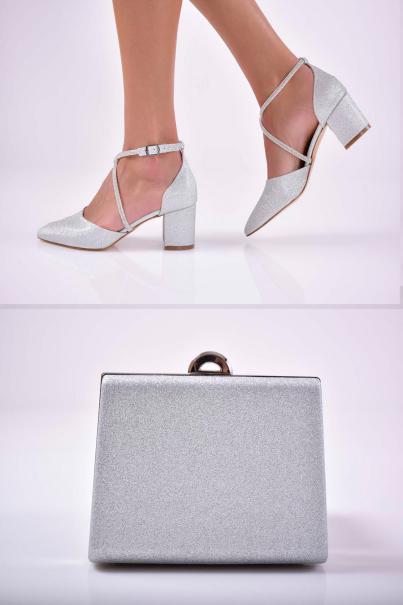 Комплект чанта и сандал сребристи EOBUVKIBG
