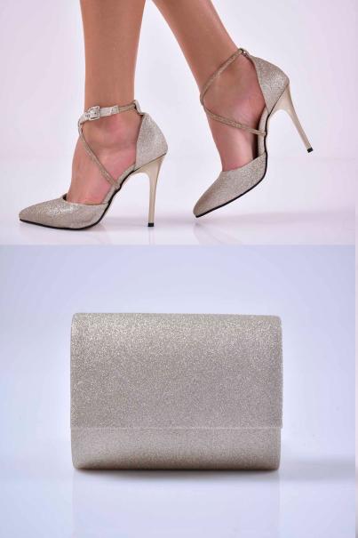 Комплект чанта и сандал златисти EOBUVKIBG