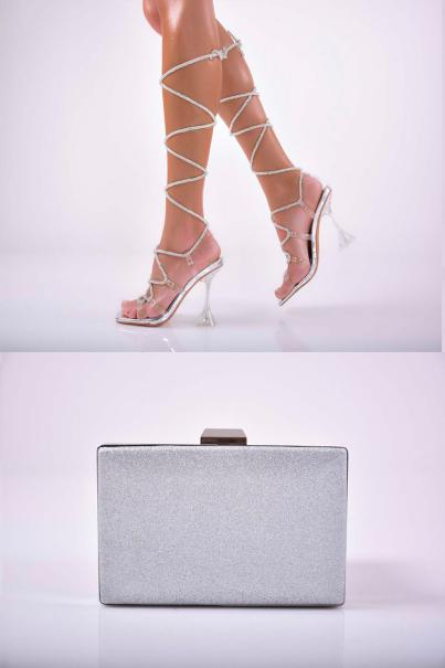 Комплект чанта и сандал сребристи EOBUVKIBG
