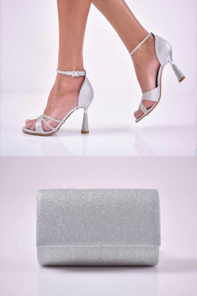 Комплект чанта и сандал сребристи EOBUVKIBG