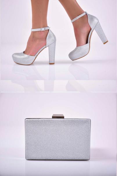 Комплект чанта и сандал сребристи EOBUVKIBG