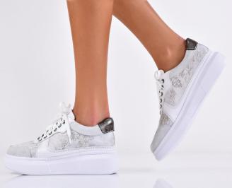 Дамски сникърси естествена кожа бели EOBUVKIBG