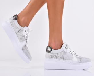 Дамски сникърси естествена кожа бели EOBUVKIBG