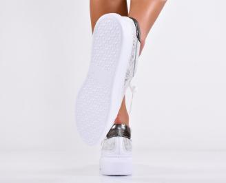 Дамски сникърси естествена кожа бели EOBUVKIBG 3