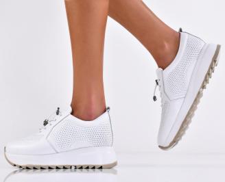 Дамски сникърси естествена кожа бели EOBUVKIBG