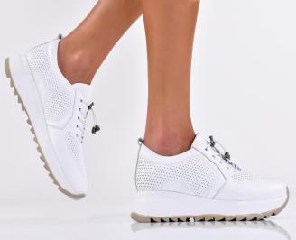 Дамски сникърси естествена кожа бели EOBUVKIBG