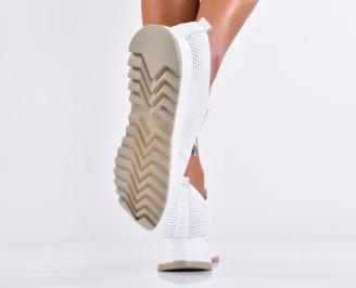 Дамски сникърси естествена кожа бели EOBUVKIBG 3