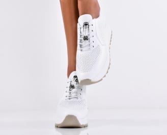 Дамски сникърси естествена кожа бели EOBUVKIBG