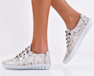 Дамски равни обувки естествена кожа бели EOBUVKIBG