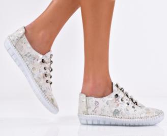 Дамски равни обувки естествена кожа бели EOBUVKIBG