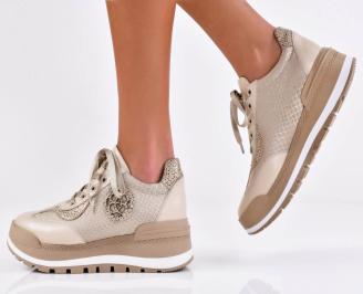 Дамски сникърси естествена кожа бежови EOBUVKIBG