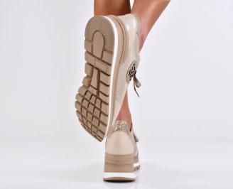 Дамски сникърси естествена кожа бежови EOBUVKIBG 3