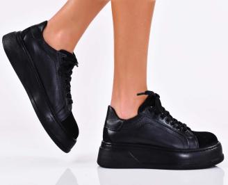 Дамски сникърси естествена кожа черни EOBUVKIBG