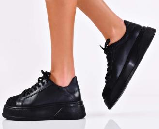 Дамски сникърси естествена кожа черни EOBUVKIBG