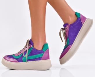 Дамски  обувки естествена кожа лилави EOBUVKIBG