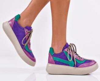 Дамски  обувки естествена кожа лилави EOBUVKIBG