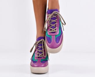 Дамски  обувки естествена кожа лилави EOBUVKIBG