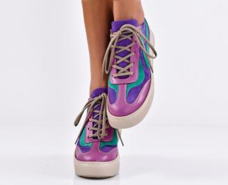 Дамски  обувки естествена кожа лилави EOBUVKIBG