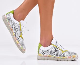 Дамски равни обувки естествена кожа бели EOBUVKIBG