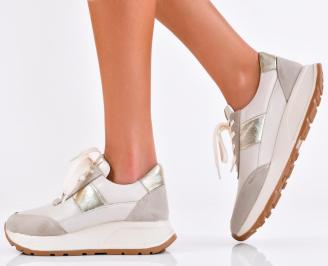 Дамски сникърси естествена кожа бежов EOBUVKIBG