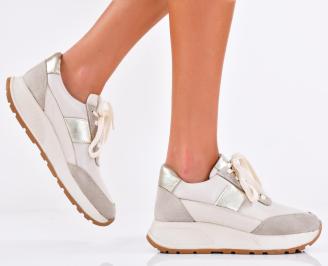 Дамски сникърси естествена кожа бежов EOBUVKIBG