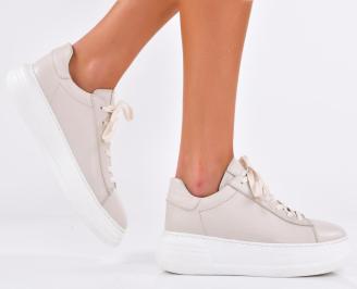 Дамски сникърси естествена кожа бежови EOBUVKIBG