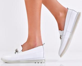 Дамски лоуфъри естествена кожа бели EOBUVKIBG