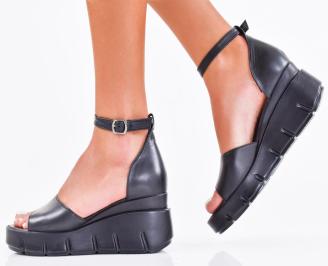 Дамски сандали естествена кожа черни EOBUVKIBG