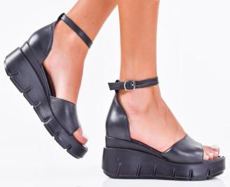 Дамски сандали естествена кожа черни EOBUVKIBG