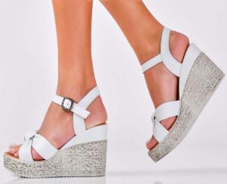 Дамски сандали естествена кожа бели EOBUVKIBG